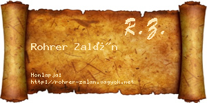 Rohrer Zalán névjegykártya