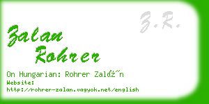 zalan rohrer business card